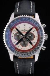 Breitling Certifie Black Leather Strap Beige Dial Chronograph 80177