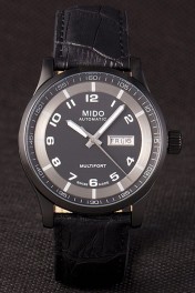 Mido Multifort Black Croco Leather Strap Black-Silver Dial 80296