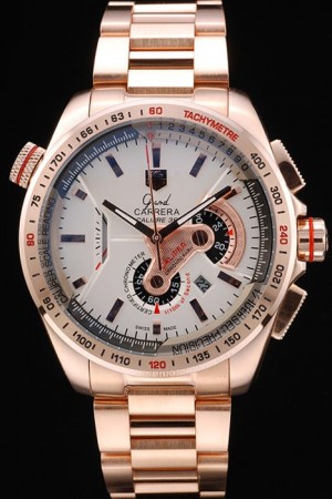 Tag Heuer Carrera Rose Gold Case White Dial